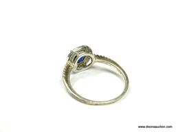 .925 STERLING SILVER LADIES SAPPHIRE 1.25CT GEMSTONE RING SIZE 8.5