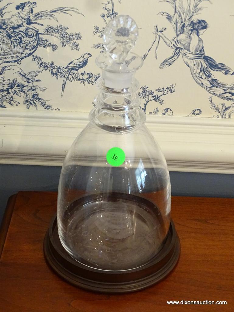 (DR) 11" TALL DECANTER WITH STOPPER ON WOODEN STAND