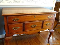 (DR) STATTON CHERRY QUEEN ANNE 1 OVER 3 DRAWER SERVER WITH BRASS CHIPPENDALE PULLS. THIS SERVER IS