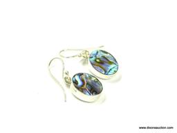 .925 STERLING SILVER 1 2/8'' ABALONE EARRINGS (RETAIL $25.00)