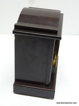 SETH THOMAS ADAMANTINE SHELF CLOCK. 8-DAY MOVEMENT, T / S. MEASURES 10" T X 20.25" W. RETAIL PRICE