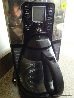(K) MR. COFFEE STAINLESS STEEL 12 CUP DRIP COFFEE MAKER. APPEARS TO BE IN GOOD USED CONDITION
