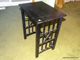 (LR) BLACK PAINTED END TABLE/CHILDS DESK: 20"x14"x24"