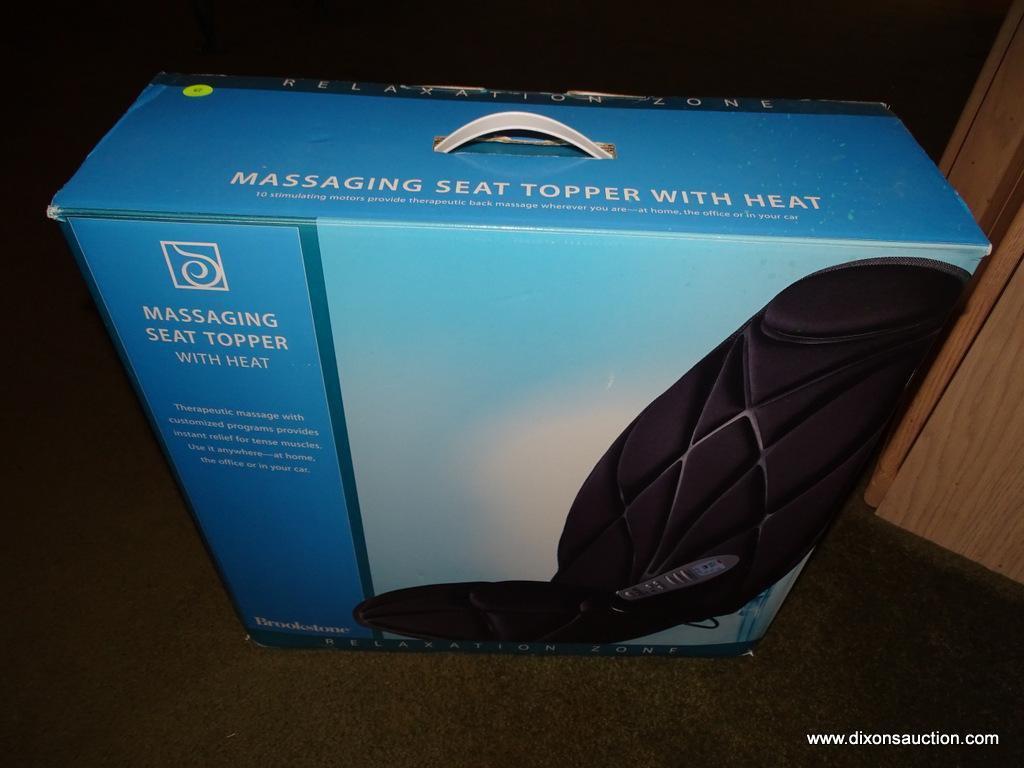 (LR) BROOKSTONE BACK MASSAGING CHAIR INSERT IN ORIGINAL BOX