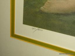 (LR) FRAMED, DOUBLE MATTED, SIGNED AND NUMBERED PRINT "OF TIME AND DREAM" BY MURRAY 146/480. IN GOLD