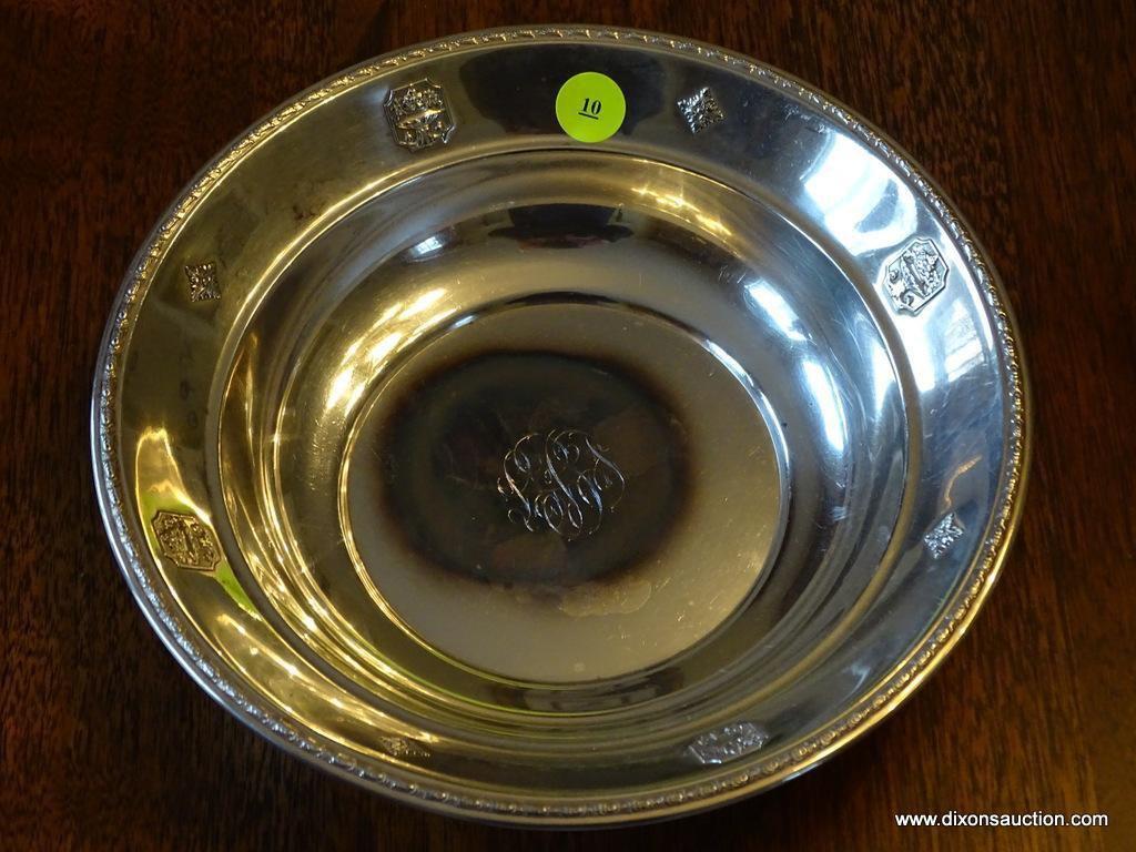 (DR) ALVIN STERLING SILVER 9.25" DIA MONOGRAMMED BOWL. 250 GRAMS TOTAL. MARKED D302.