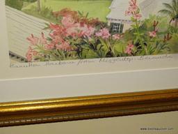 (LR) FRAMED, MATTED, AND SIGNED PRINT OF HOULTON HARBOUR, MIZZENTOP, BERMUDA. SIGNED C. HOLDING. IN