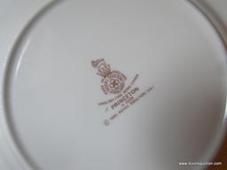 (DR) 51 PIECES OF ROYAL DOULTON CHINA IN THE PRINCETON PATTERN: 13 DINNER PLATES. 12 CUPS AND