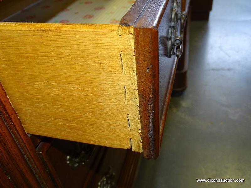 (ROW 2) 3 DRAWER NIGHTSTAND WITH BRASS CHIPPENDALE PULLS: 26"x17"x26.5". DELIVERY IS AVAILABLE ON