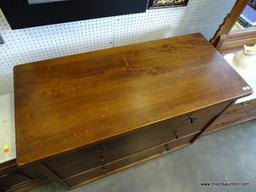 (ROW 2) 3 DRAWER DRESSER WITH SQUARE SHAPED KNOBS: 48"x22"x36". DELIVERY IS AVAILABLE ON THIS ITEM