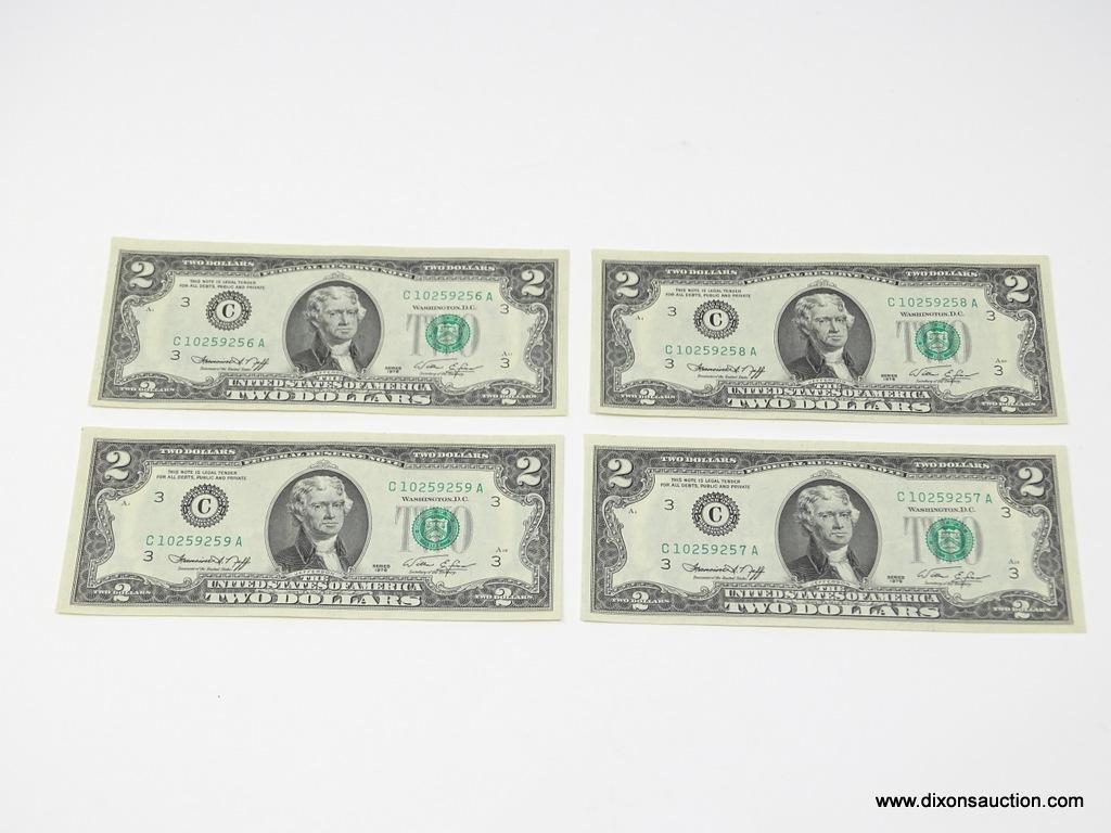 $2 1976 CRISP, UNCIRCULATED, CONSECUTIVE NOTES