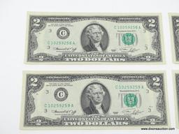 $2 1976 CRISP, UNCIRCULATED, CONSECUTIVE NOTES