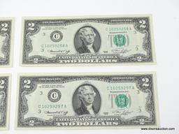 $2 1976 CRISP, UNCIRCULATED, CONSECUTIVE NOTES