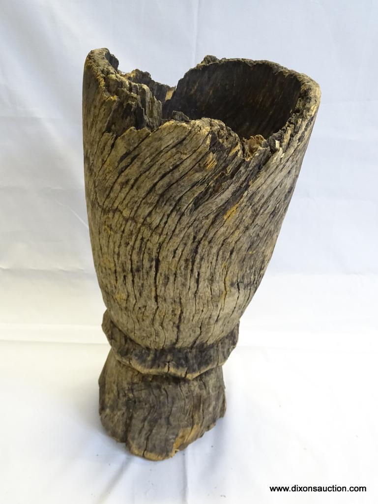 MORTAR, CARVED HARD WOOD, APPROXIMATELY 20? H, MID 20TH CENTURY, ESTIMATED VALUE, $50.00-$250.00