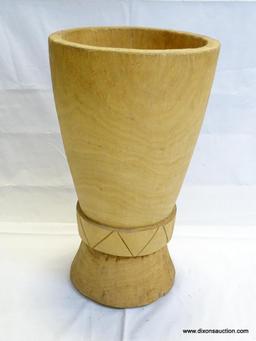 MORTAR, CARVED HARD WOOD, APPROXIMATELY 21.5? H MID 20TH CENTURY, ESTIMATED VALUE, $50.00-$250.00