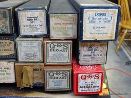 (R1) BOX LOT OF ASSORTED MUSIC ROLLS FOR A PLAYER PIANO: MEET ME TONIGHT IN DREAMLAND, SOME ROMANCE,