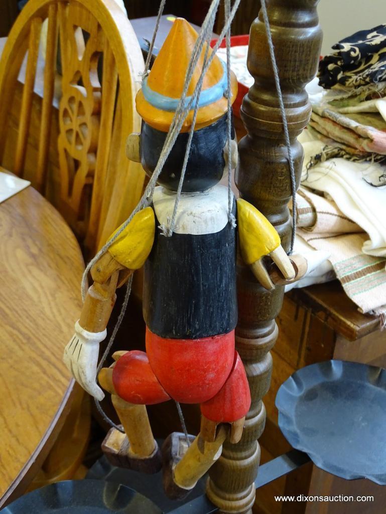 (R3, ON #184) VINTAGE PINOCCHIO MARIONETTE PUPPET. THIS ITALIAN MARVEL IS HAND-CARVED AND