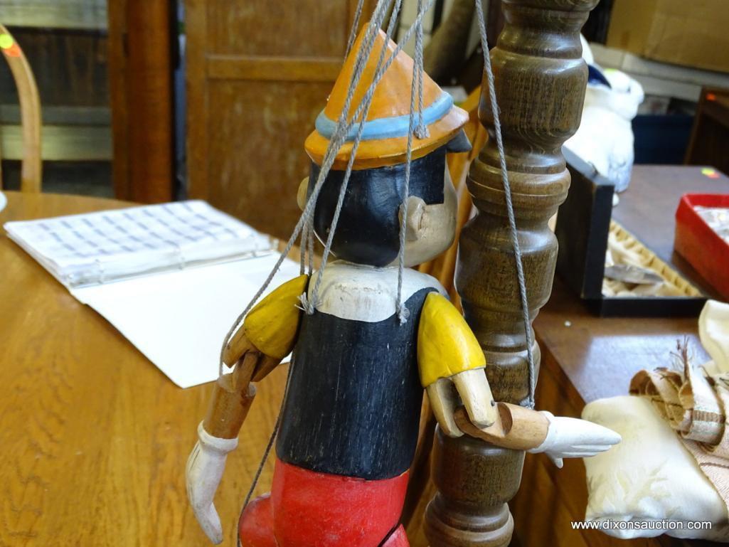 (R3, ON #184) VINTAGE PINOCCHIO MARIONETTE PUPPET. THIS ITALIAN MARVEL IS HAND-CARVED AND