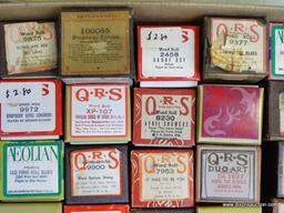 (R1) LARGE BOX OF ASSORTED MUSIC ROLLS FOR A PLAYER PIANO: SOME BLUES, BOOGIE WOOGIE, SOME RAGTIME,