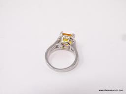 .925 STERLING LADIES 3 CT CITRINE RING, SIZE 8