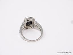 .925 STERLING LADIES 2.5CT BLACK SAPPHIRE GEMSTONE RING, SIZE 8.25