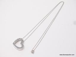 14KT LADIES WHITE GOLD 10PT DIAMOND HEART ON 18" CHAIN, 3.3 GMS