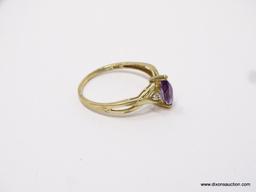 10KT YELLOW GOLD LADIES 1/2 CT AMETHYST RING, SIZE 8.75