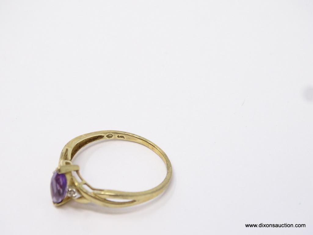 10KT YELLOW GOLD LADIES 1/2 CT AMETHYST RING, SIZE 8.75