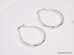 .925 STERLING LADIES LARGE DIAMOND CUT HOOP EARRINGS