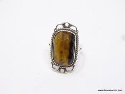 .925 STERLING SILVER PRETTY FACETED GREEN TIGER EYE RING, SIZE 7, RETAILS $69.00