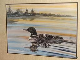 (GR) LOT OF 2 DUCK PRINTS: 1 FRAMED AND MATTED IN OAK FRAME: 11"X9" AND 1 FRAMED AND DOUBLE MATTED