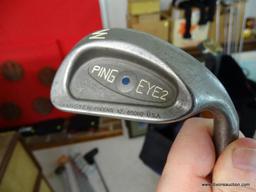 (GR) PING EYE 2 SET OF IRONS, WEDGE, 3,4,5,6,7,8,9. IN GOOD USED CONDITION WITH PING KT- SHAFTS. DO