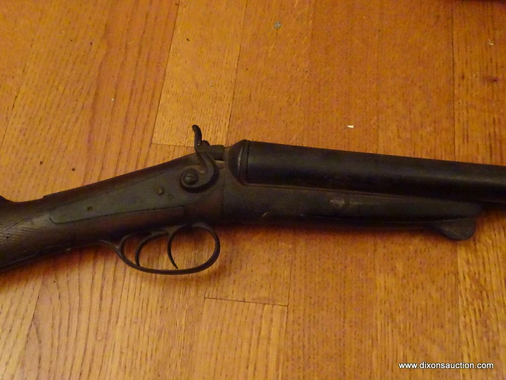 (LR) GUN; ANTIQUE W. RICHARDS DOUBLE BARREL 12 GAUGE RABBIT EARED SHOTGUN