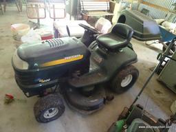 (SHED 1) CRAFTSMAN LT1000 HEAVY DUTY RIDING LAWN MOWER. MODEL 917.272761. HAS BAGGER ATTACHMENT