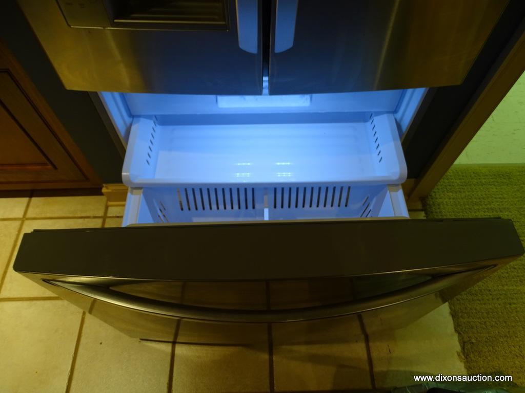 (B) LG FRENCH DOOR REFRIGERATOR; MODEL# LFX25991ST/05, MFGD 07/2013, COMPLETE WITH OWNER'S MANUAL