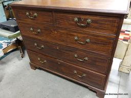 R4- BEAUTIFUL ANTIQUE MAHOGANY CHIPPENDALE 2 / 3 DRAWER CHEST WITH LINE INLAY ON EACH OF THE