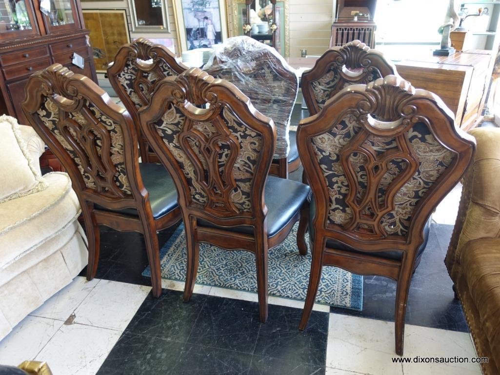 (R1) DINING CHAIRS; FROM COASTER FINE FURNITURE. BOTH SEATS AND BACKS ARE CUSHIONED, AND THE RIVETED