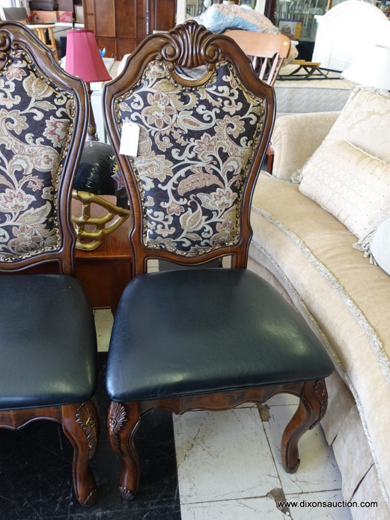 (R1) DINING CHAIRS; FROM COASTER FINE FURNITURE. BOTH SEATS AND BACKS ARE CUSHIONED, AND THE RIVETED