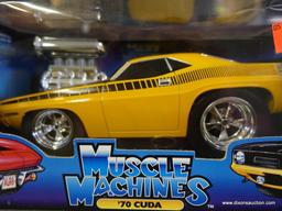 (SR1) MUSCLE MACHINES 1:18 SCALE 1970 CUDA. IN THE ORIGINAL PACKAGE