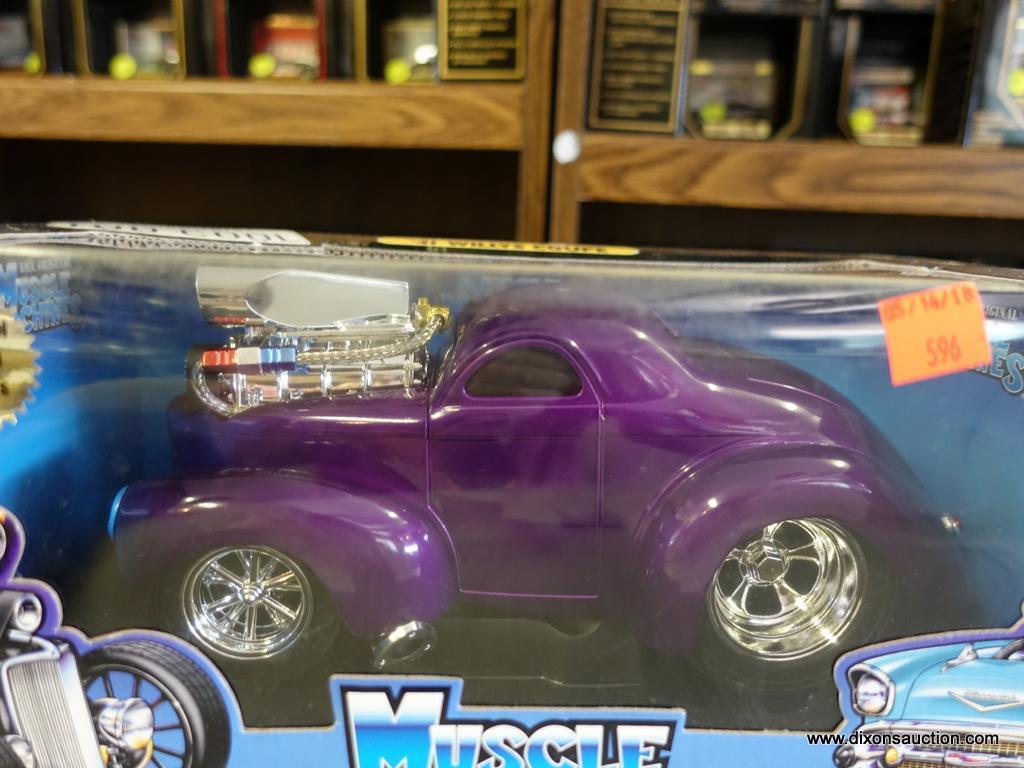 (SR1) MUSCLE MACHINES 1:18 SCALE 1941 WILLYS COUPE. IN THE ORIGINAL PACKAGE