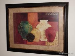 ART POTTERY PRINT, FRAMED APPX. 35"H X 45"W.