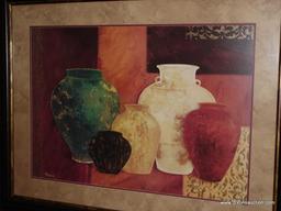 ART POTTERY PRINT, FRAMED APPX. 35"H X 45"W.