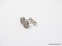 VERY NICE PAIR OF .925 STERLING SILVER AND DIAMONDS, POST EARRINGS WITH BACKS. THE DIAMONDS HAVE