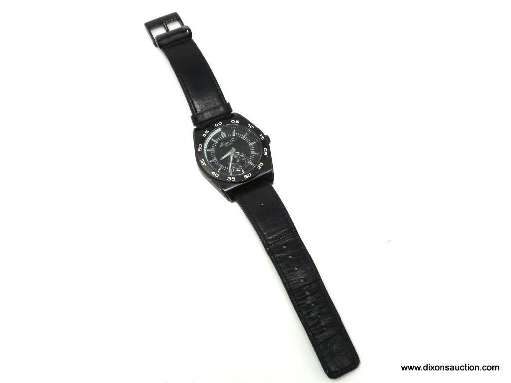 KENNETH COLE NEW YORK MEN'S BLACK ON BLACK QUARTZ MEN'S WRIST WATCH WITH ORIGINAL KENNETH COLE