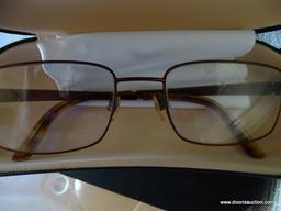 (LR) BOX LOT OF 7 EYEGLASS CASES AND ASSORTED SUNGLASSES AND READING GLASSES.