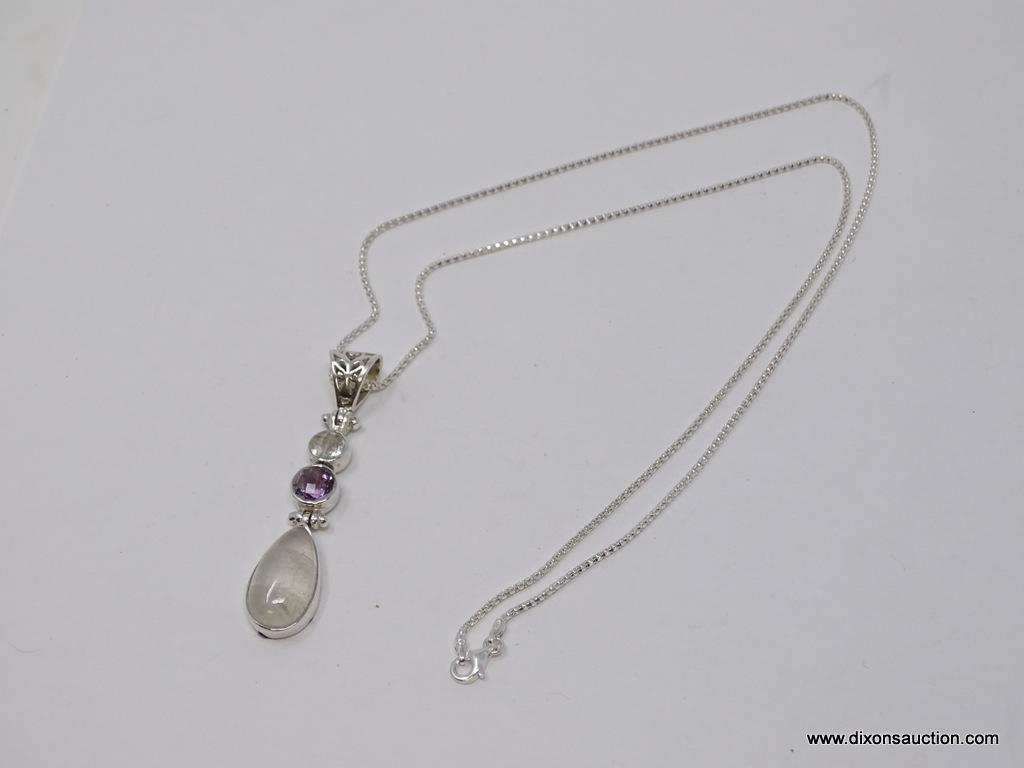 .925 NECKLACE AND PENDANT WITH STONES