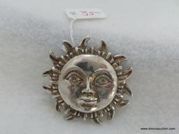 .925 LARGE STERLING SILVER SUN PENDANT.