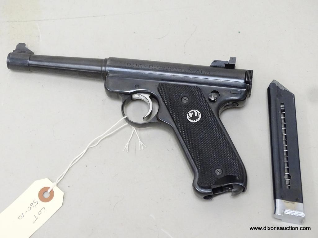 STURM RUGER MKI .22 CALIBER PISTOL WITH ADJUSTABLE REAR SIGHT, ORIGINAL BOX AND INSTRUCTIONS. S/N