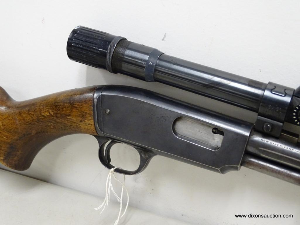 WINCHESTER MODEL 61 .22 CALIBER PUMP ACTION RIFLE WITH WEAVER V22 SCOPE AND SLING. SERIAL NUMBER