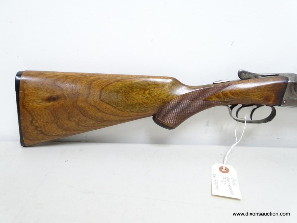 FOX STERLINGWORTH 20 GAUGE DOUBLE BARREL SIDE BY SIDE SHOTGUN. MARKED ON TOP OF THE BARREL MADE BY